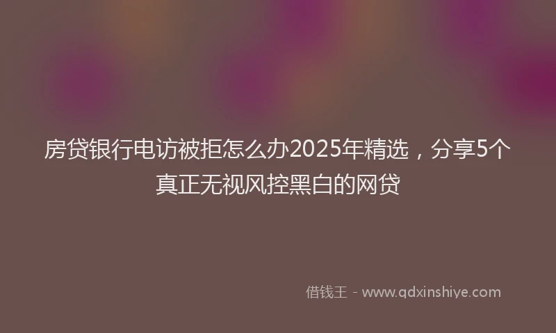 房贷银行电访被拒怎么办2025年精选，分享5个真正无视风控黑白的网贷