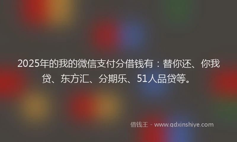 2025年的我的微信支付分借钱有：替你还、你我贷、东方汇、分期乐、51人品贷等。