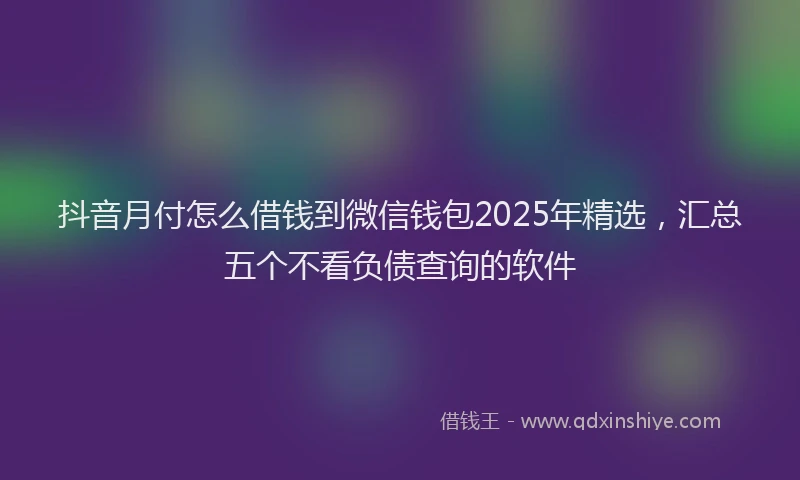 抖音月付怎么借钱到微信钱包2025年精选，汇总五个不看负债查询的软件