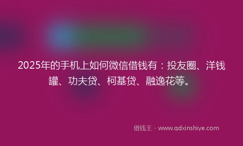 2025年的手机上如何微信借钱有：投友圈、洋钱罐、功夫贷、柯基贷、融逸花等。