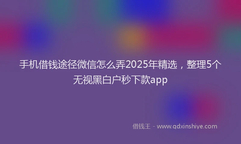 手机借钱途径微信怎么弄2025年精选，整理5个无视黑白户秒下款app