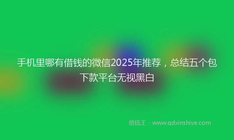 手机里哪有借钱的微信2025年推荐，总结五个包下款平台无视黑白