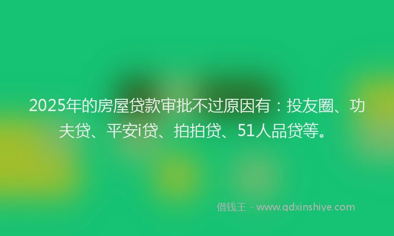 2025年的房屋贷款审批不过原因有：投友圈、功夫贷、平安i贷、拍拍贷、51人品贷等。