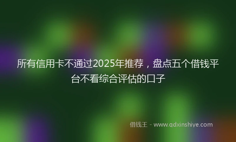 所有信用卡不通过2025年推荐，盘点五个借钱平台不看综合评估的口子