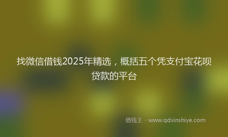 找微信借钱2025年精选，概括五个凭支付宝花呗贷款的平台