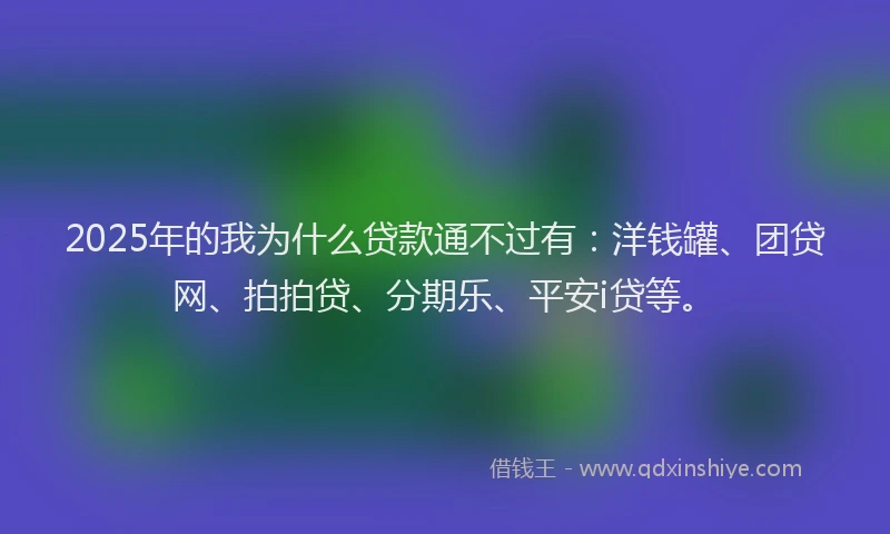 2025年的我为什么贷款通不过有：洋钱罐、团贷网、拍拍贷、分期乐、平安i贷等。