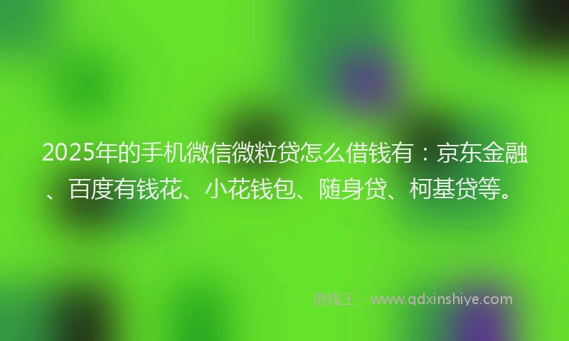 2025年的手机微信微粒贷怎么借钱有：京东金融、百度有钱花、小花钱包、随身贷、柯基贷等。