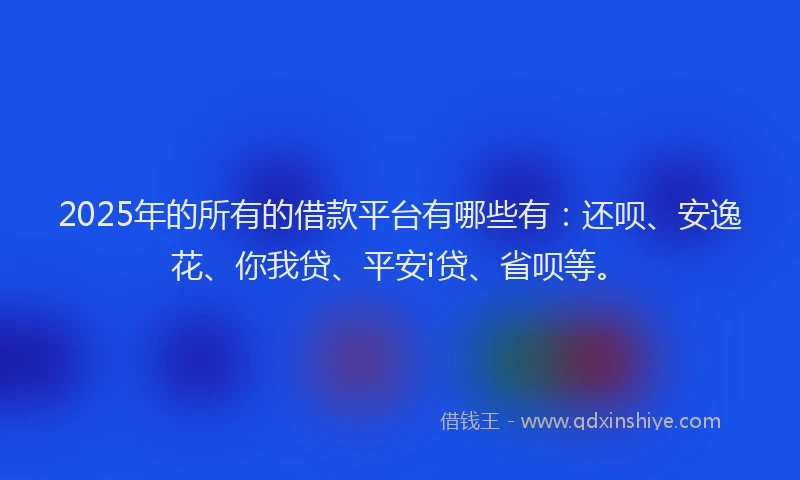 2025年的所有的借款平台有哪些有：还呗、安逸花、你我贷、平安i贷、省呗等。