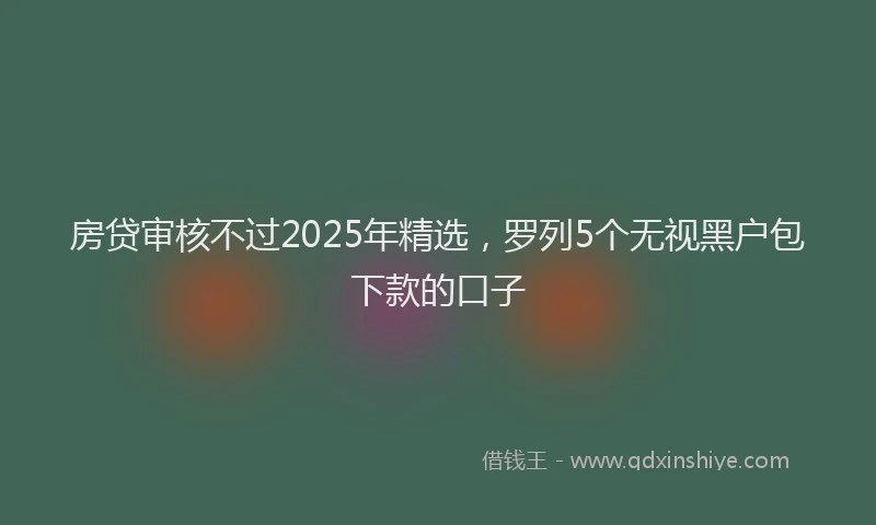 房贷审核不过2025年精选，罗列5个无视黑户包下款的口子