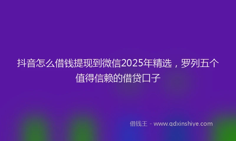 抖音怎么借钱提现到微信2025年精选，罗列五个值得信赖的借贷口子