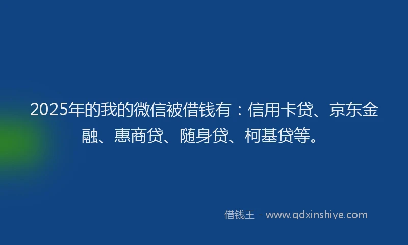 2025年的我的微信被借钱有：信用卡贷、京东金融、惠商贷、随身贷、柯基贷等。