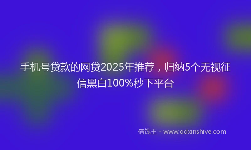 手机号贷款的网贷2025年推荐，归纳5个无视征信黑白100%秒下平台