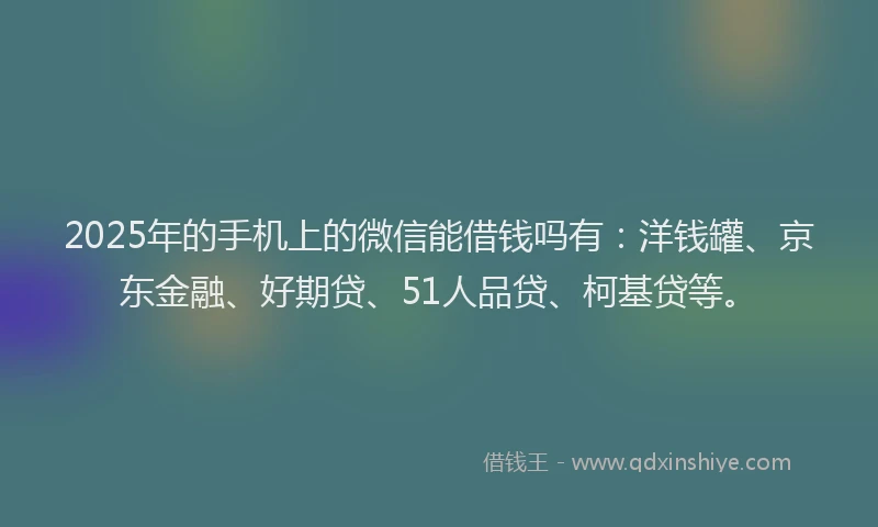 2025年的手机上的微信能借钱吗有：洋钱罐、京东金融、好期贷、51人品贷、柯基贷等。