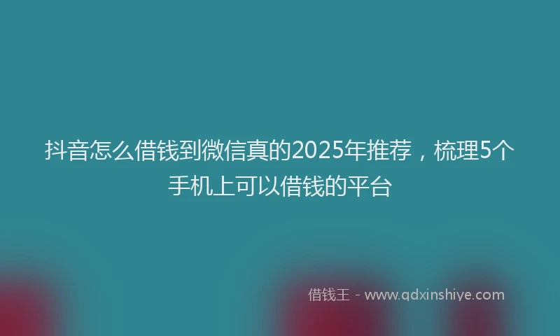 抖音怎么借钱到微信真的2025年推荐，梳理5个手机上可以借钱的平台