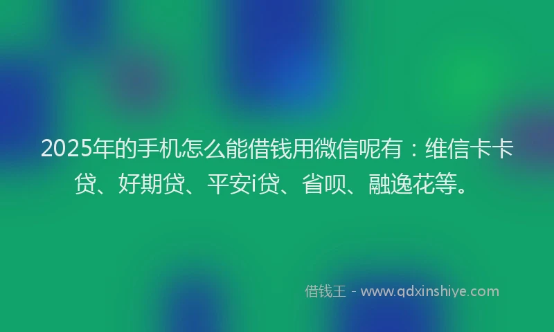 2025年的手机怎么能借钱用微信呢有：维信卡卡贷、好期贷、平安i贷、省呗、融逸花等。