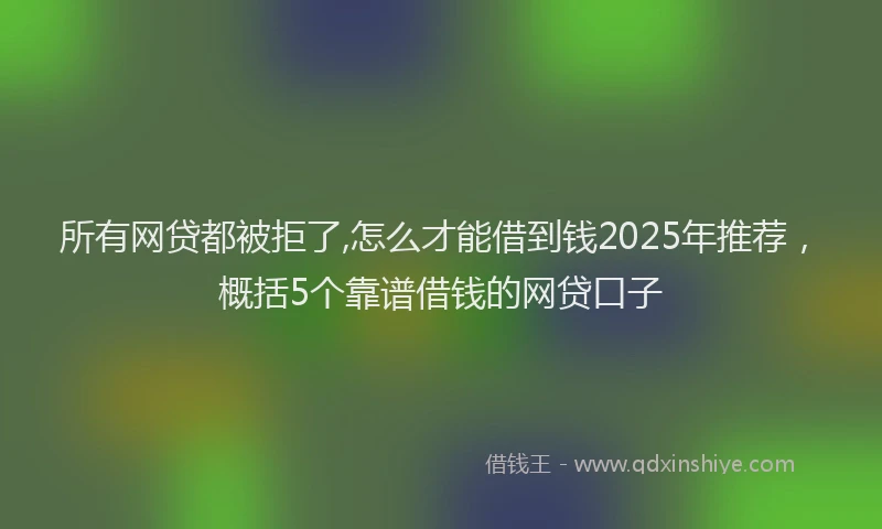 所有网贷都被拒了,怎么才能借到钱2025年推荐，概括5个靠谱借钱的网贷口子
