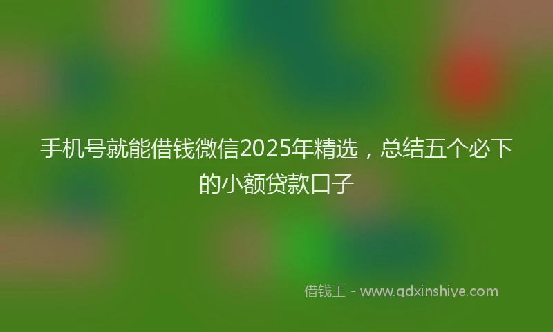 手机号就能借钱微信2025年精选，总结五个必下的小额贷款口子