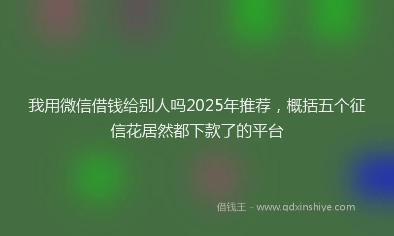 我用微信借钱给别人吗2025年推荐，概括五个征信花居然都下款了的平台