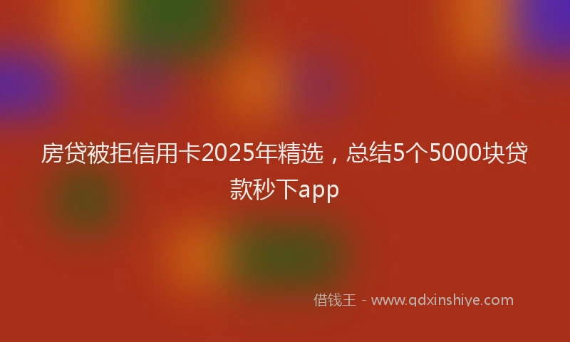 房贷被拒信用卡2025年精选，总结5个5000块贷款秒下app