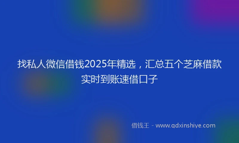 找私人微信借钱2025年精选，汇总五个芝麻借款实时到账速借口子