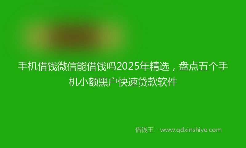 手机借钱微信能借钱吗2025年精选，盘点五个手机小额黑户快速贷款软件