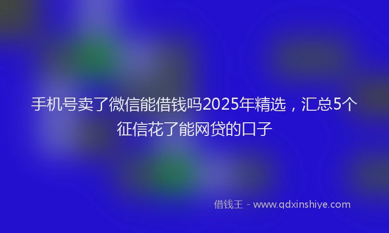 手机号卖了微信能借钱吗2025年精选，汇总5个征信花了能网贷的口子