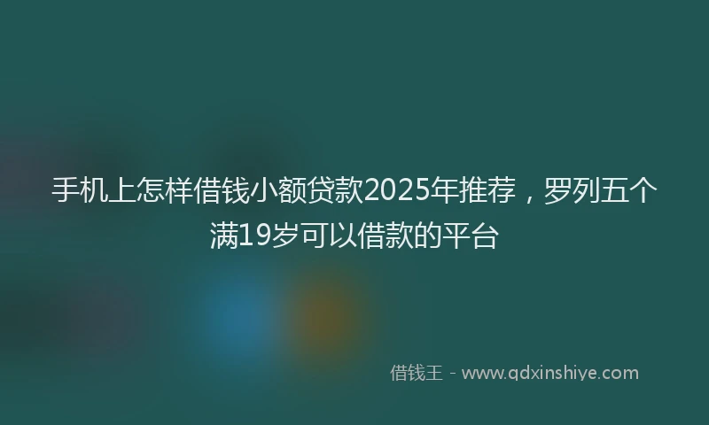手机上怎样借钱小额贷款2025年推荐，罗列五个满19岁可以借款的平台