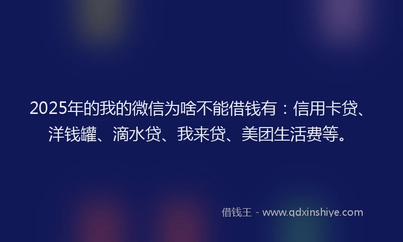 2025年的我的微信为啥不能借钱有：信用卡贷、洋钱罐、滴水贷、我来贷、美团生活费等。