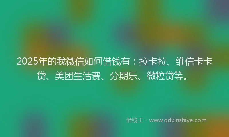 2025年的我微信如何借钱有：拉卡拉、维信卡卡贷、美团生活费、分期乐、微粒贷等。
