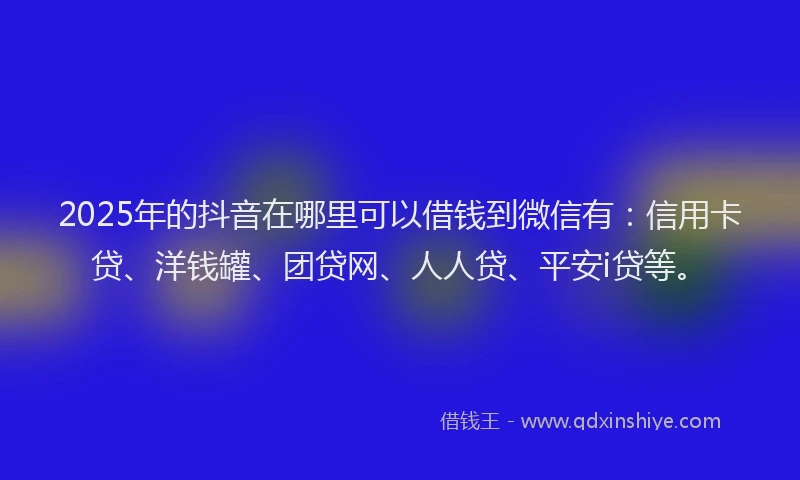 2025年的抖音在哪里可以借钱到微信有：信用卡贷、洋钱罐、团贷网、人人贷、平安i贷等。