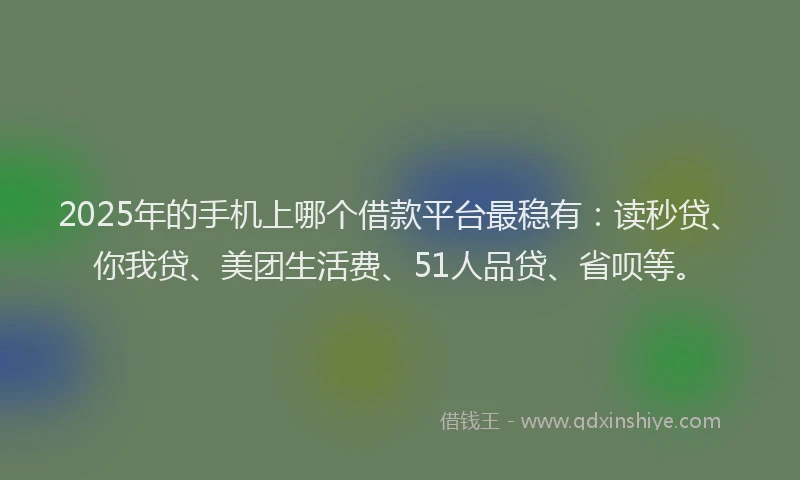 2025年的手机上哪个借款平台最稳有：读秒贷、你我贷、美团生活费、51人品贷、省呗等。