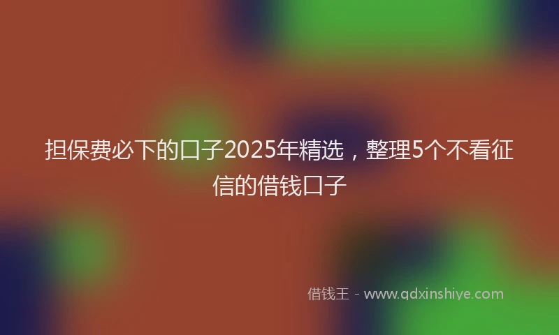 担保费必下的口子2025年精选，整理5个不看征信的借钱口子
