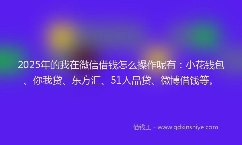 2025年的我在微信借钱怎么操作呢有：小花钱包、你我贷、东方汇、51人品贷、微博借钱等。