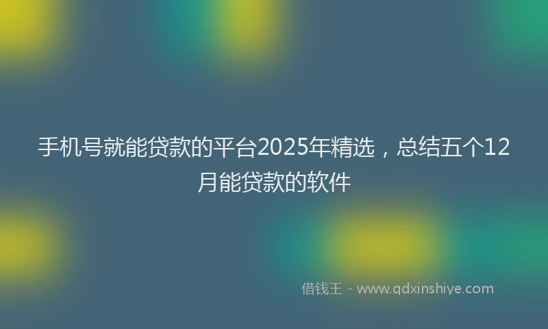 手机号就能贷款的平台2025年精选，总结五个12月能贷款的软件