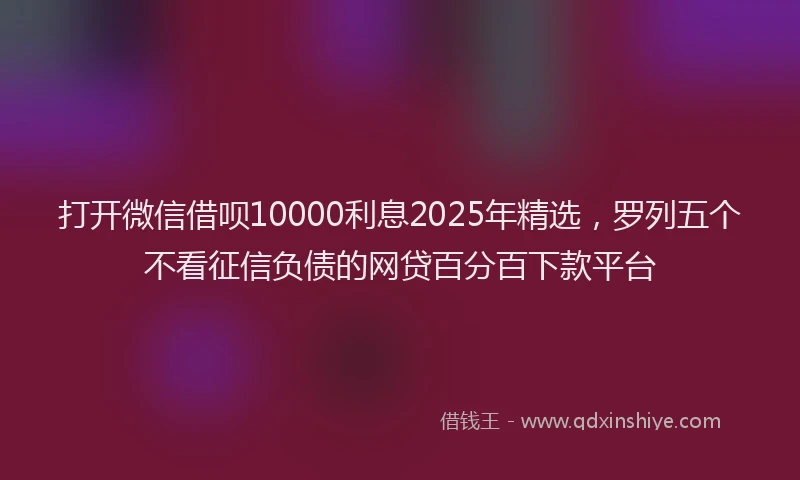 打开微信借呗10000利息2025年精选，罗列五个不看征信负债的网贷百分百下款平台