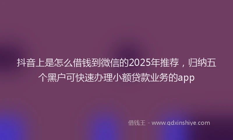抖音上是怎么借钱到微信的2025年推荐，归纳五个黑户可快速办理小额贷款业务的app
