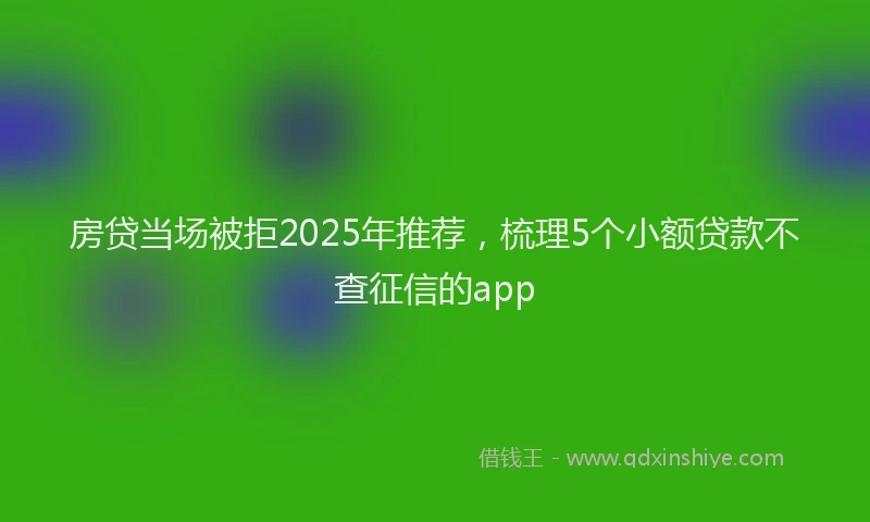 房贷当场被拒2025年推荐，梳理5个小额贷款不查征信的app
