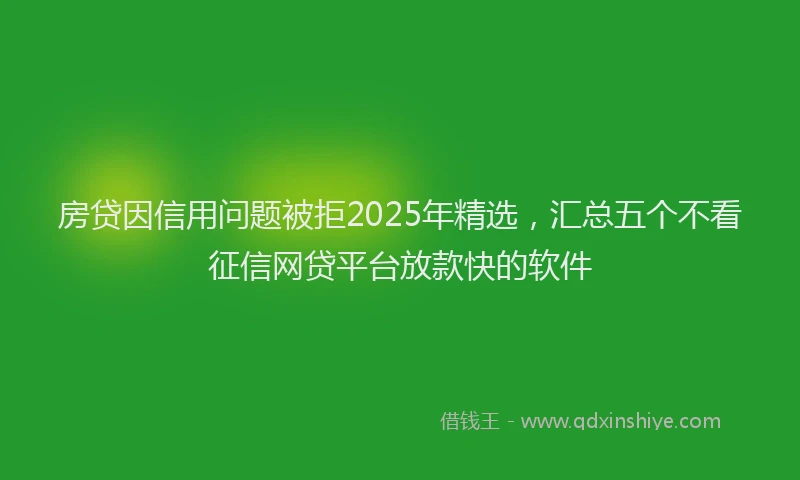 房贷因信用问题被拒2025年精选，汇总五个不看征信网贷平台放款快的软件