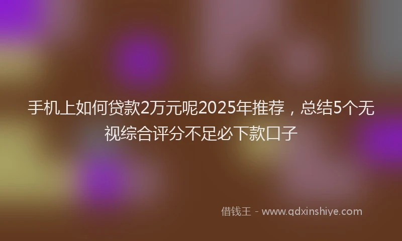 手机上如何贷款2万元呢2025年推荐，总结5个无视综合评分不足必下款口子