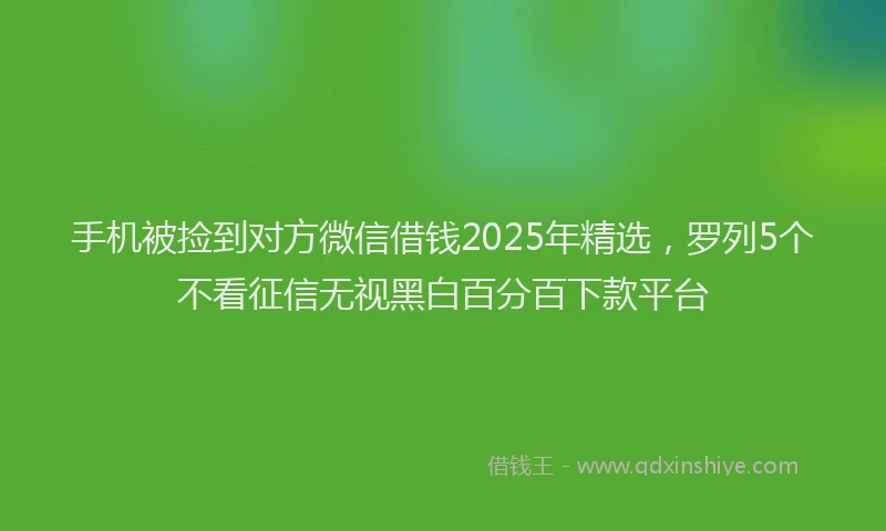 手机被捡到对方微信借钱2025年精选，罗列5个不看征信无视黑白百分百下款平台