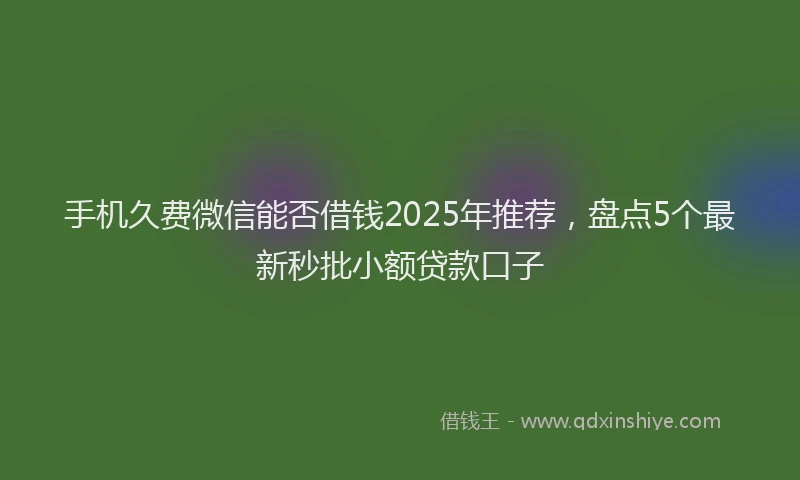 手机久费微信能否借钱2025年推荐，盘点5个最新秒批小额贷款口子