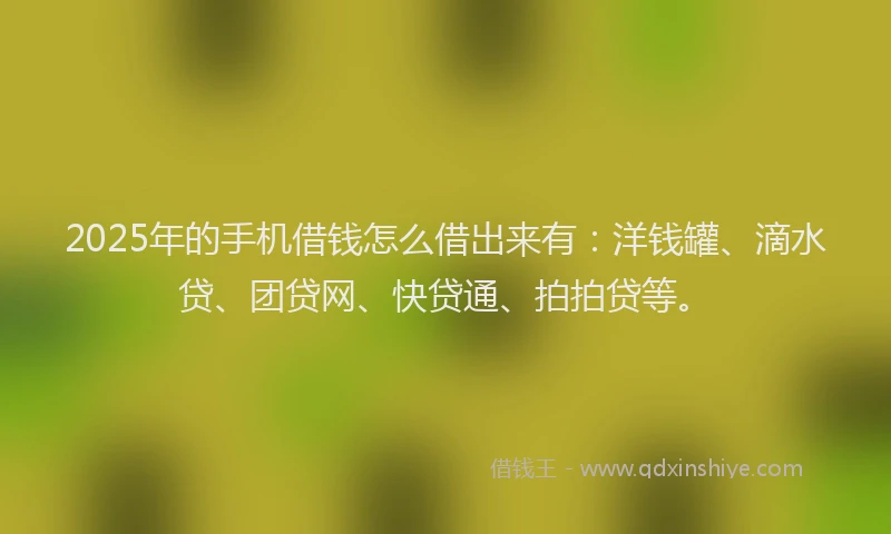 2025年的手机借钱怎么借出来有：洋钱罐、滴水贷、团贷网、快贷通、拍拍贷等。