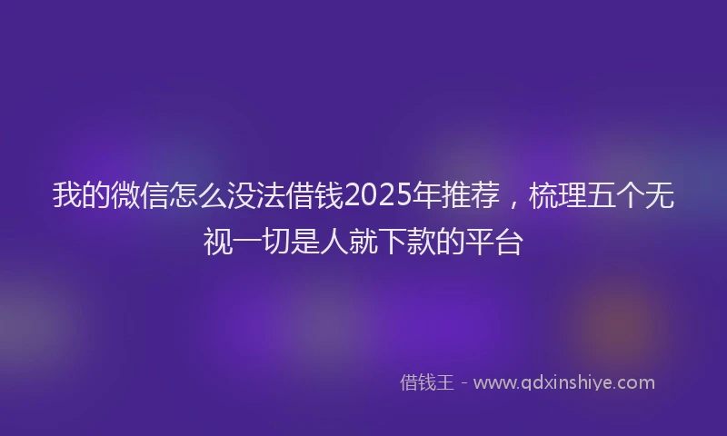 我的微信怎么没法借钱2025年推荐，梳理五个无视一切是人就下款的平台
