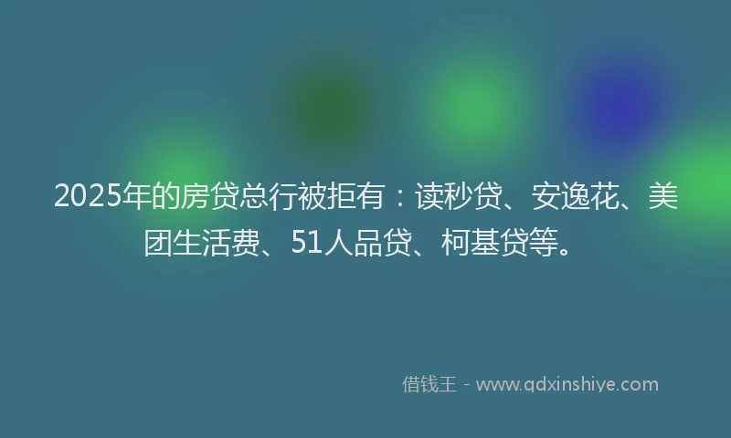 2025年的房贷总行被拒有：读秒贷、安逸花、美团生活费、51人品贷、柯基贷等。
