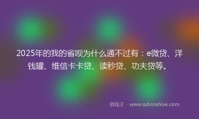 2025年的我的省呗为什么通不过有：e微贷、洋钱罐、维信卡卡贷、读秒贷、功夫贷等。