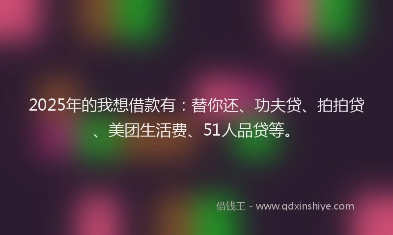 2025年的我想借款有：替你还、功夫贷、拍拍贷、美团生活费、51人品贷等。