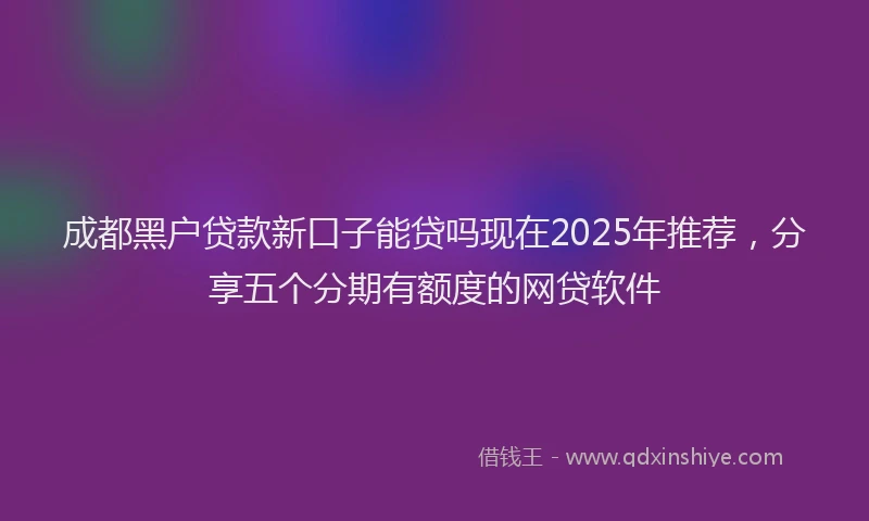 成都黑户贷款新口子能贷吗现在2025年推荐，分享五个分期有额度的网贷软件