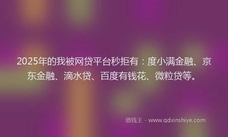 2025年的我被网贷平台秒拒有：度小满金融、京东金融、滴水贷、百度有钱花、微粒贷等。