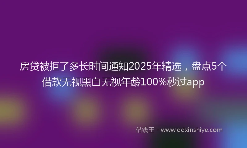 房贷被拒了多长时间通知2025年精选，盘点5个借款无视黑白无视年龄100%秒过app
