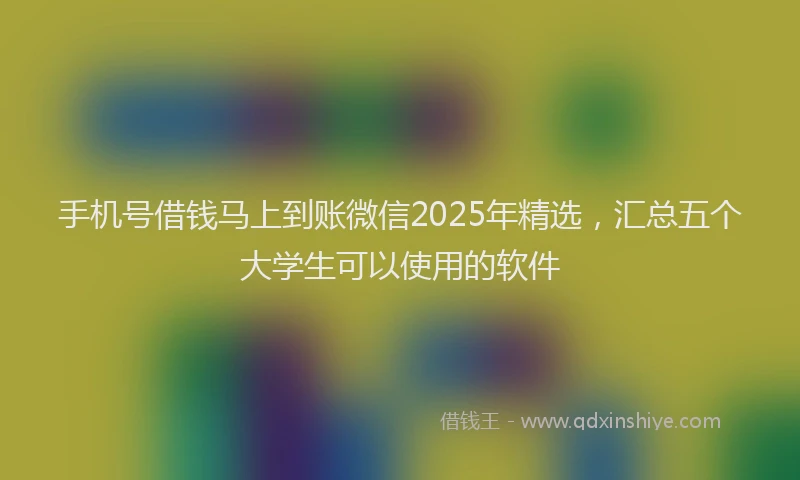 手机号借钱马上到账微信2025年精选，汇总五个大学生可以使用的软件